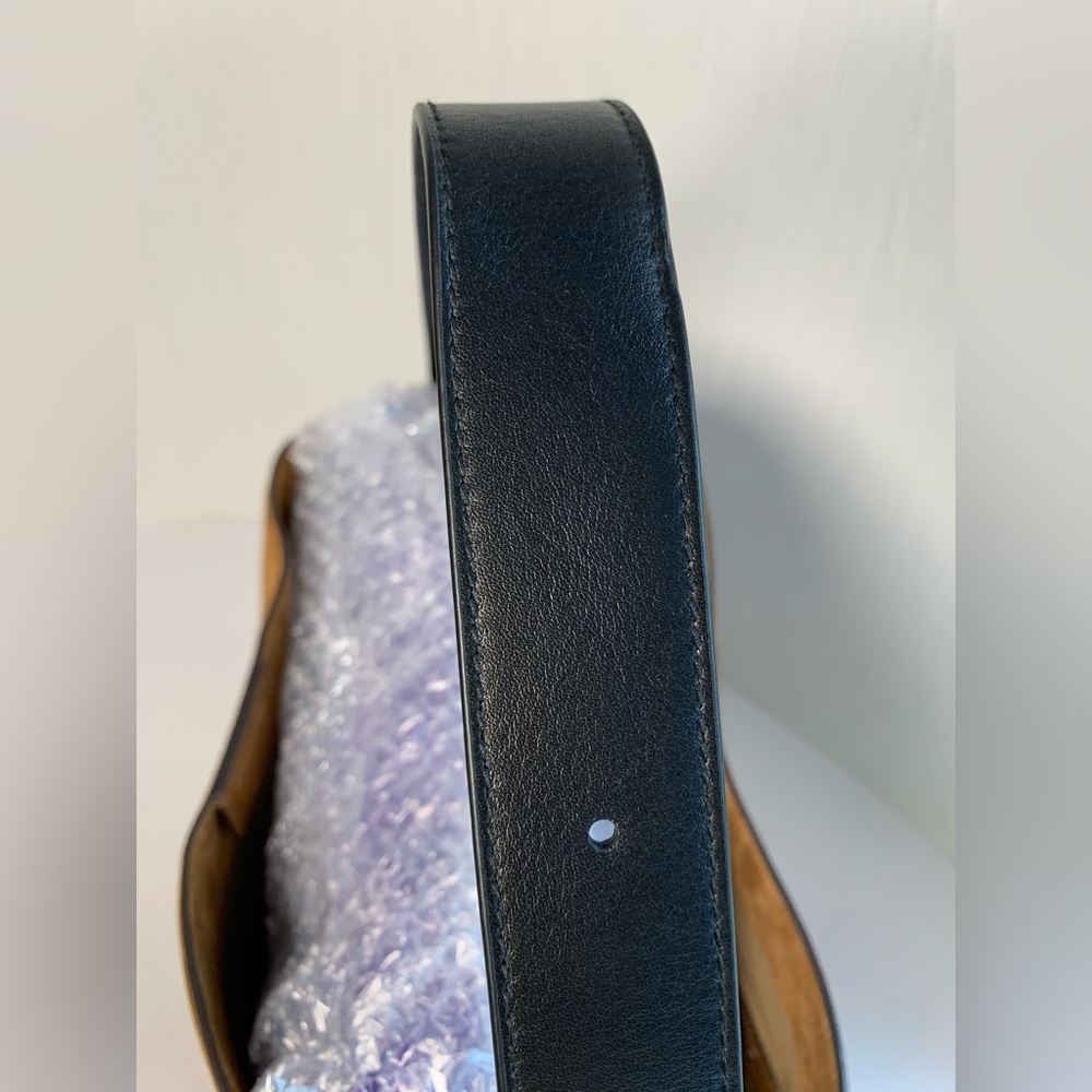 Madewell Extra-Large Essentials Aged Cognac Suede Black Leather Bucket Tote - Picture 9 of 16